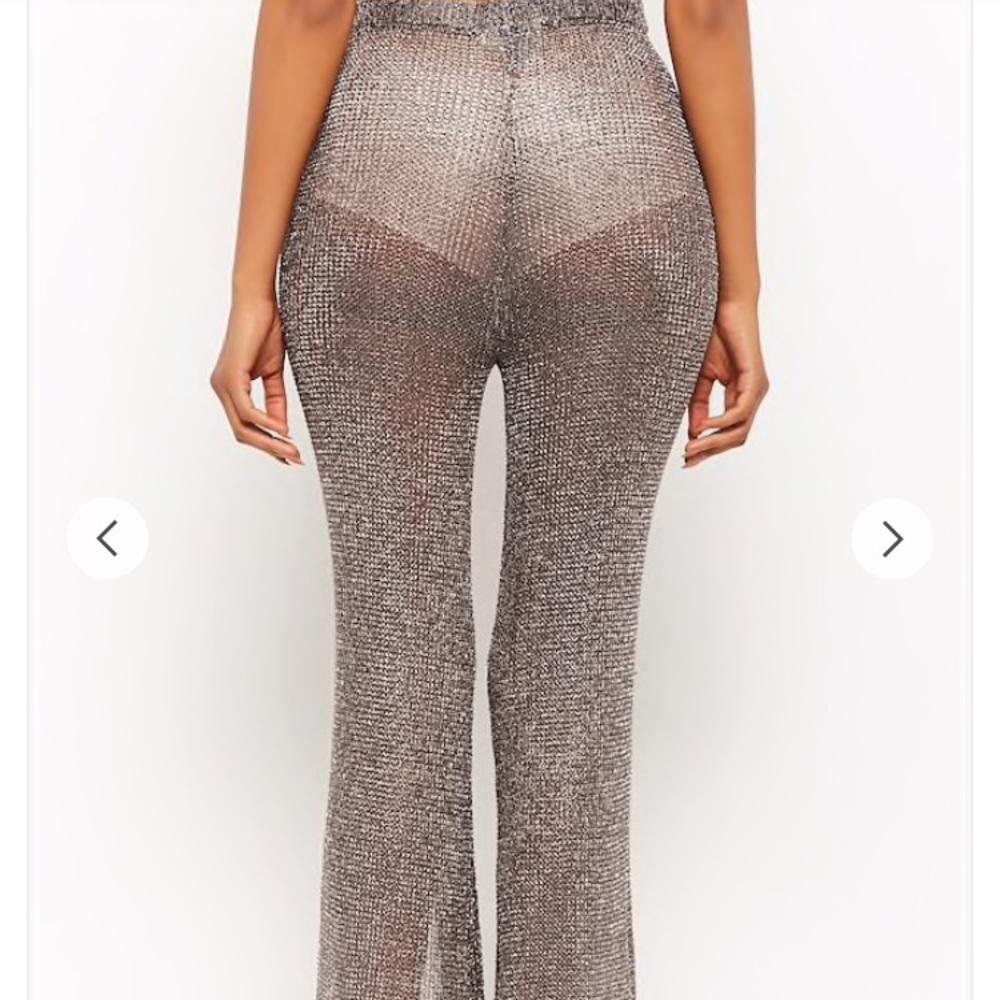 Sheer Metallic Flare Pants